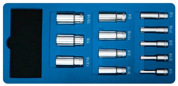 Padrunikomplekt 3/8" PIKAD tollmõõdus, 14-osa