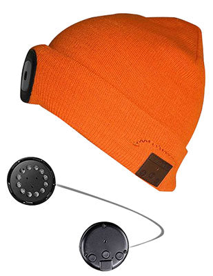 Bluetoothi ja LED-lambiga müts oranž