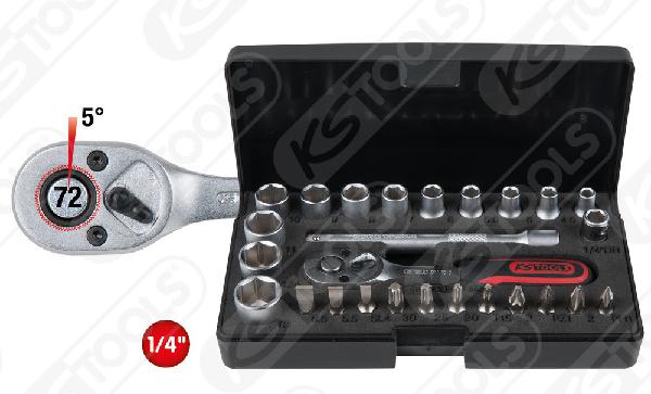 Padrunite ja otsikute komplekt 1/4" , 26 osa