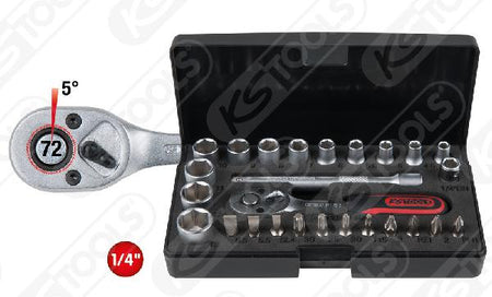 Padrunite ja otsikute komplekt 1/4" , 26 osa