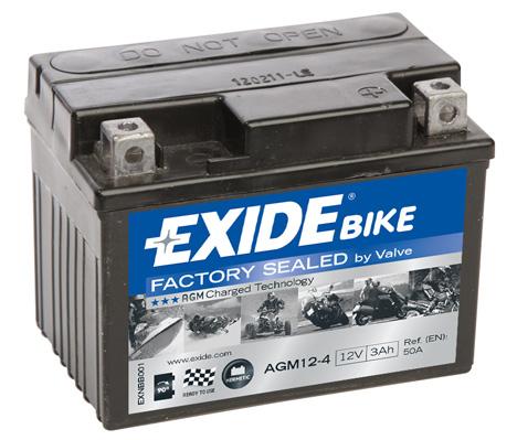 EXIDE 12V AGM 4Ah 50A(EN) 113x70x85 -/+