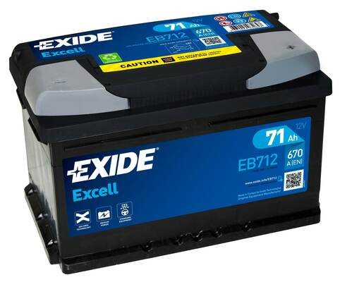 EXIDE 71AH 670A 278X175X175 EXCELL -/+