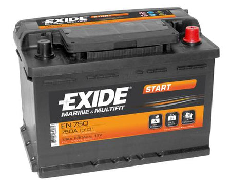 EXIDE 74AH 750A 280X175X190 START -/+