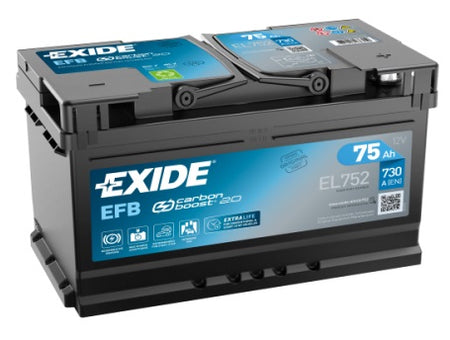 EXIDE 75AH 730A 315X175X175 EFB Start/Stop -/+
