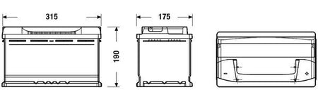 EXIDE 80AH 800A 315X175X190 EXELL