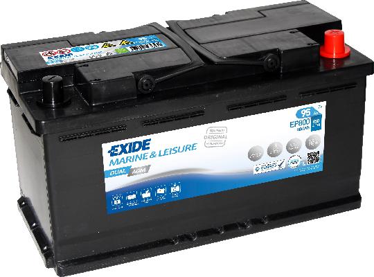 EXIDE 92AH 800A 353X175X190 DUAL AGM -/+