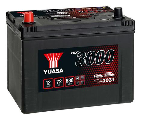 YUASA 12V 72Ah 630A SMF 258X174X225 +/-