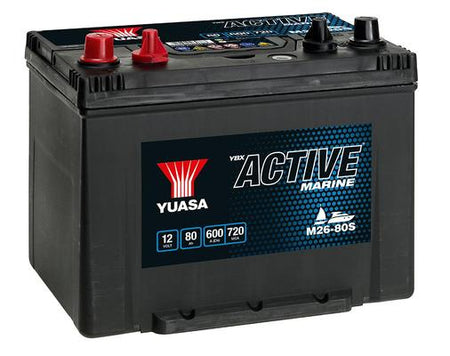 YUASA 12V 80Ah 600A Yuasa Marine 260X174X225 TOPELT +/-