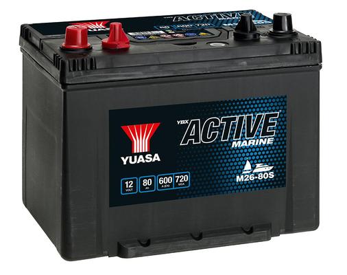 YUASA 12V 80Ah 600A Yuasa Marine 260X174X225 TOPELT +/-